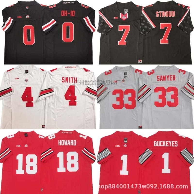 Mens Ohio State Buckeyes Rugby Jersey Training Shirt Cotton Blend Embroidered Football Uniform College Team Practice