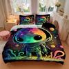 3pcs Colorful Galaxy Alien Comforter Set with Two Pillowcases (No Core), Bedroom Decor and Guest Room Accessories, Ideal Gift for Home Decoration