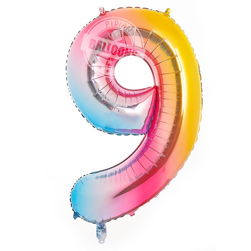 40Inch Rainbow Number 0-9 Foil Balloons Happy Birthday Wedding Party Decoration Adult Colorful Helium Balloon Globos Kids Gift
