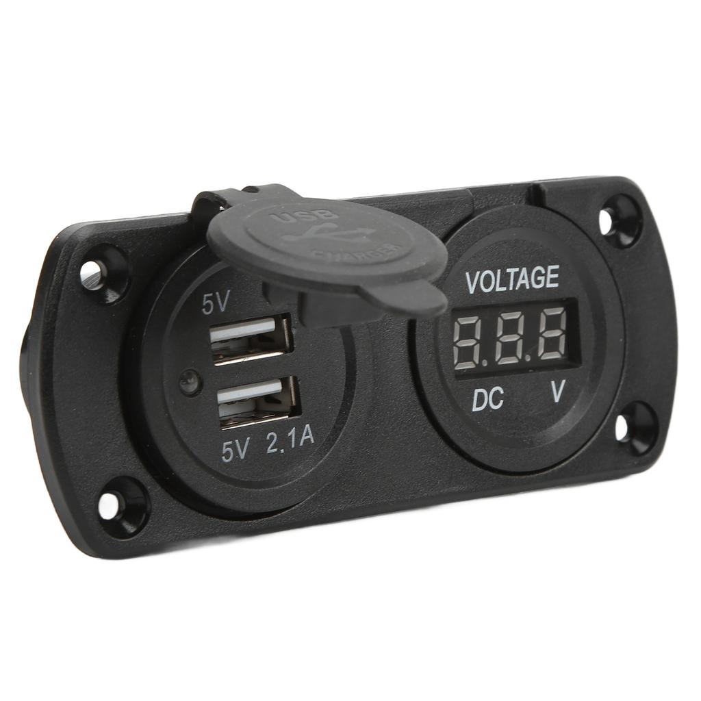 Быстрое автомобильное зарядное устройство с указателем напряжения, два USB 12?24 В водонепроницаемый выход 2,1 А универсальный для мотоциклов