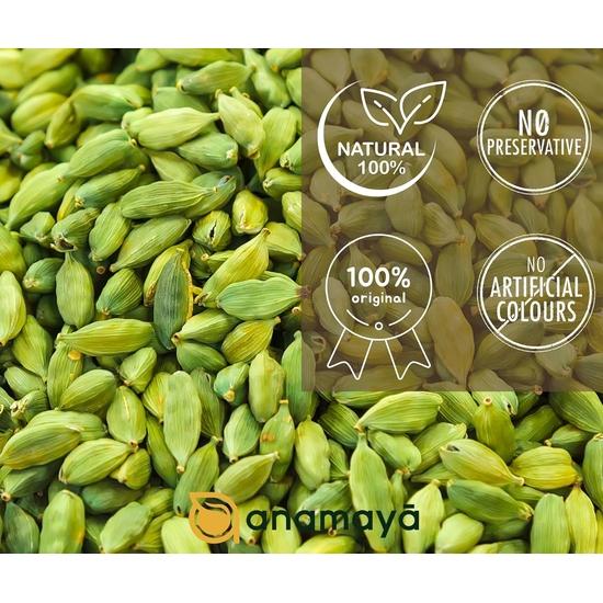 Anamaya Elaichi | Green Cardamom Whole | 7 to 8 mm Big Size Bolts| Sourced from Kerala Farms | 100% Pure & Natural | 70 Gm | Packed in a reusable jar