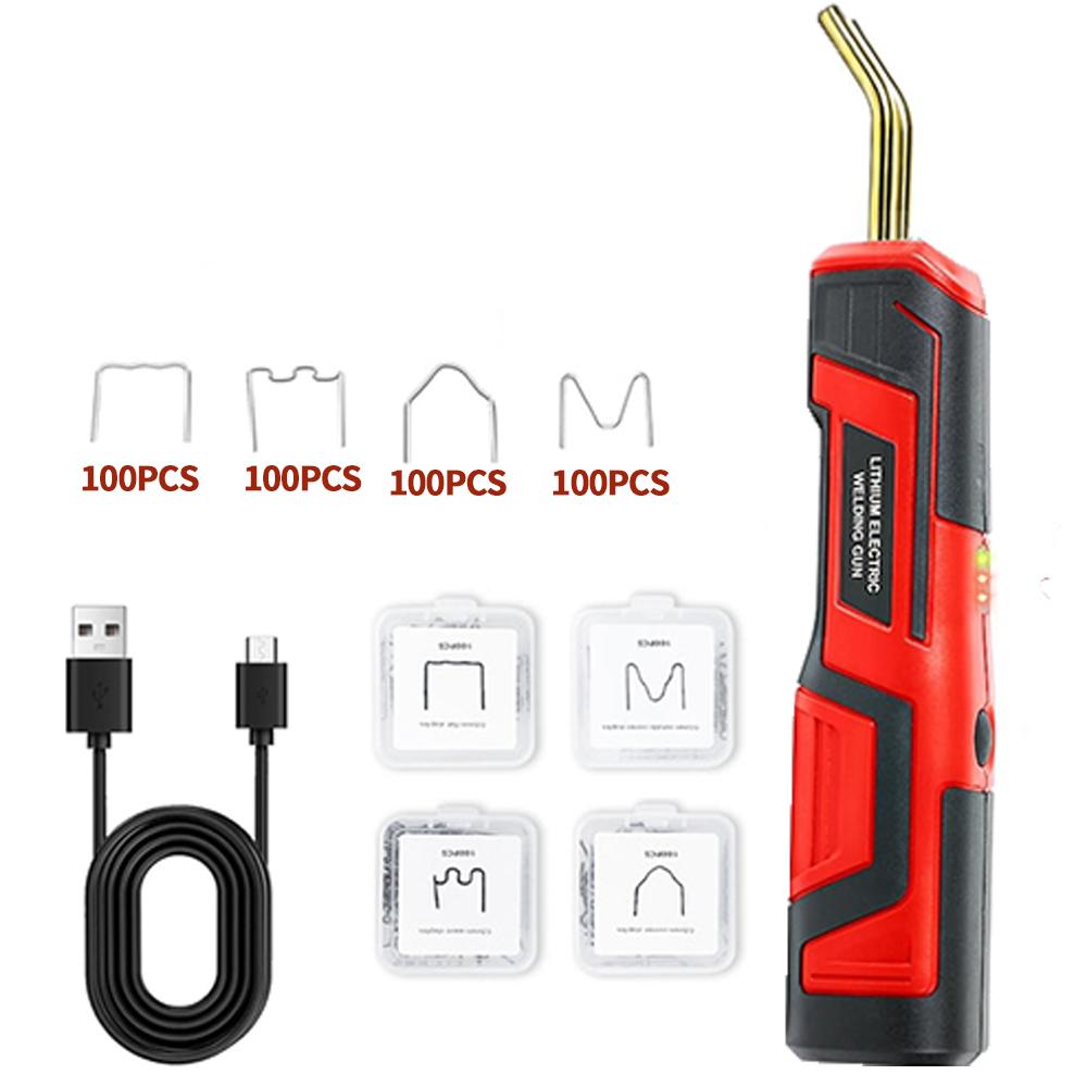 USB Rechargeable Plastic Welder Upgrade Handle Cordless 400PCS Hot Staple Gun LED Plastic Welding Car Bumper Repair Kit