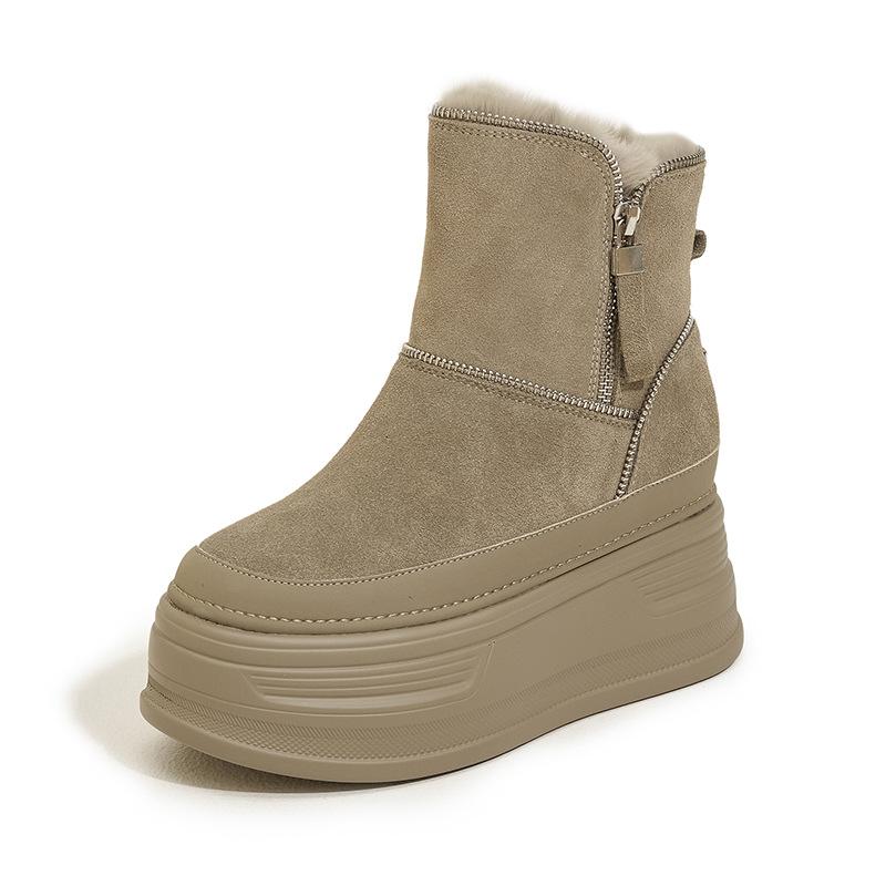 Thick-soled Snow Boots Women's 2025 Winter New Piled Thickened Cotton Shoes Inner Height Increase Women's Shoes Warm Cotton Boots Women's Boots