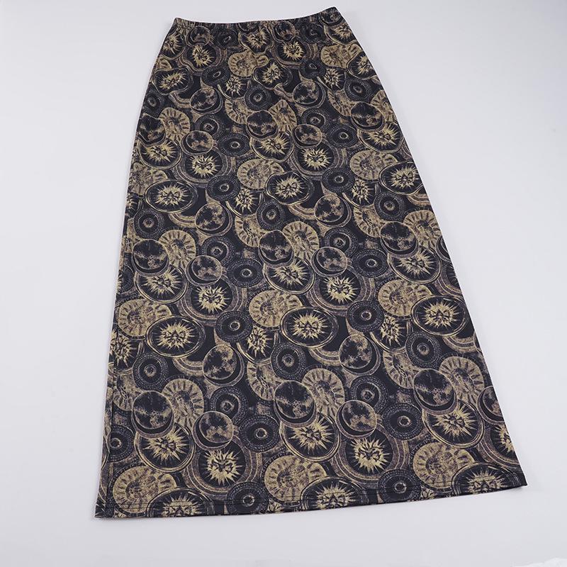 Винтажная европейская и американская ретро-юбка с круглым принтом, стройнящая
