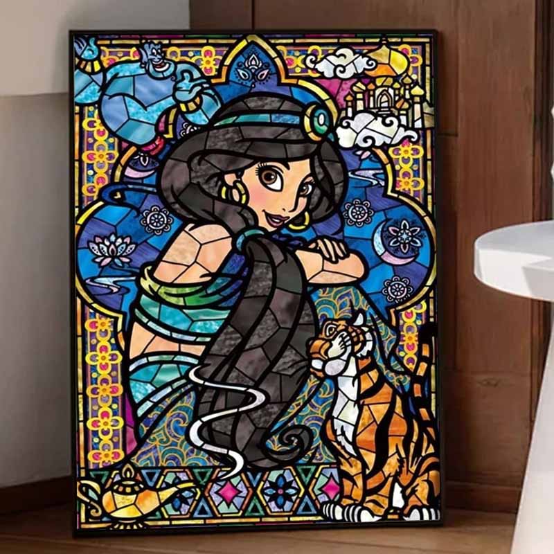 Disney Diamond Painting 5D Handmade DIY Jasmine Aladdin Diamond Stickers Home Room Decorations Gifts