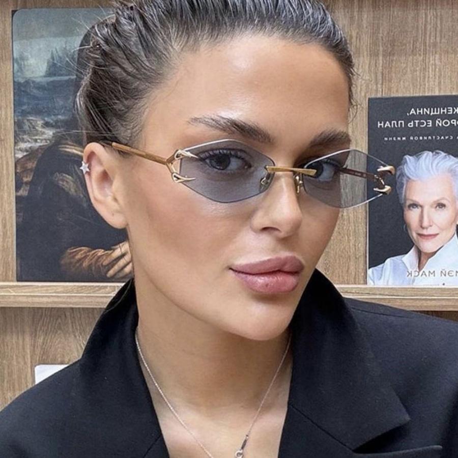 Новые женские солнцезащитные очки, персонализированные безрамные очки, полигональные солнцезащитные очки, повседневные, в стиле хип-хоп, уличные, солнцезащитные очки для мужчин, Uv400