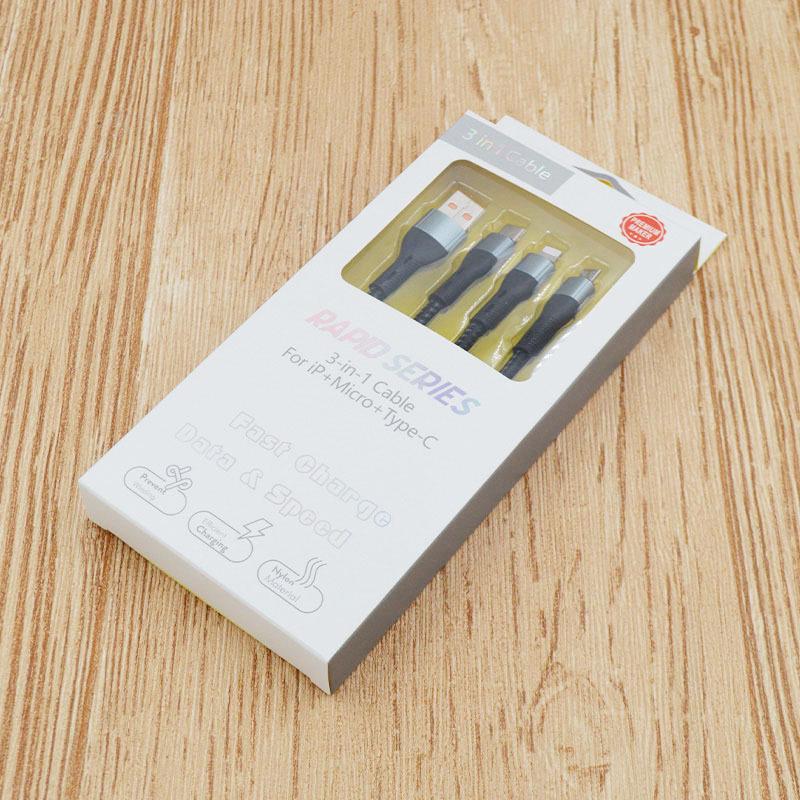 Кабель для быстрой зарядки с тремя разъемами 120 Вт для устройств Apple, Huawei, Android