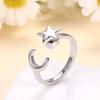 Adjustable Korean & Japanese Star-Moon Rotating Ring for Women - Stylish Intertwined Design