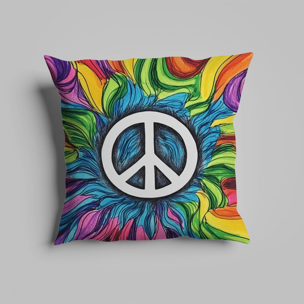Pillow Case luxurious home office, sofa decorative Multi sized car seat cushions, pillowcases Peace sign flower sunshine