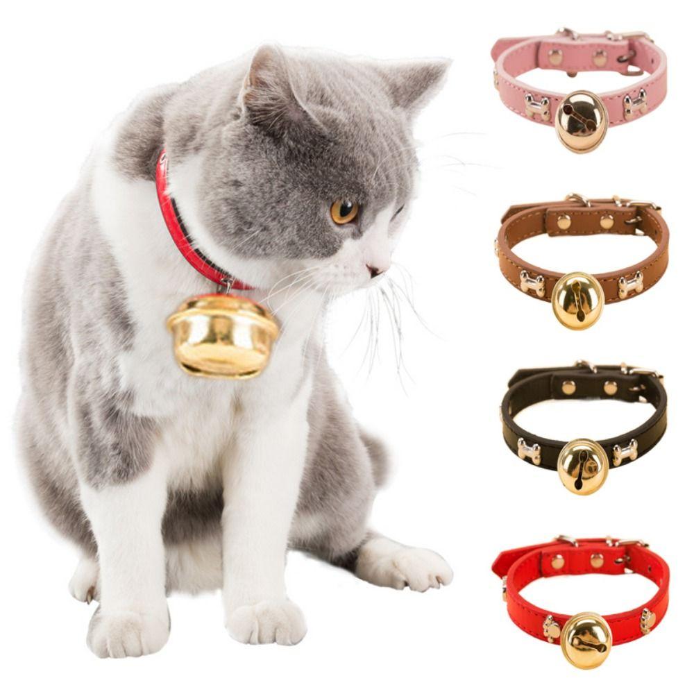 Zinc Zinc Alloy Dog Neck Ring Adjustable Dog Bone Collar Dog Gold Bell Chain Cat Paw Print Bell Collar  Party