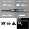 TARGET Darts Josh Rock Gen 1 Soft Tip Tungsten Generation 20G Pixel Tip Darts Player Edition Darts with Black Electronic Soft Tips Darts, 90% Darts,