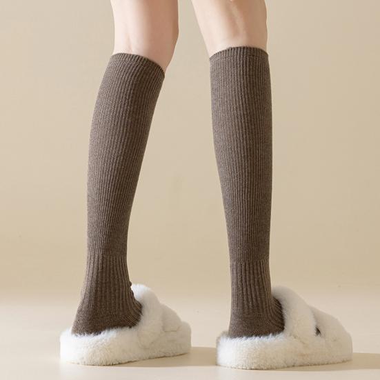 1 пара женских зимних чулок, толстые вязаные теплые однотонные эластичные противоскользящие, уютные, впитывающие пот, противоусадочные, мягкие женские носки без запаха с высокой трубкой