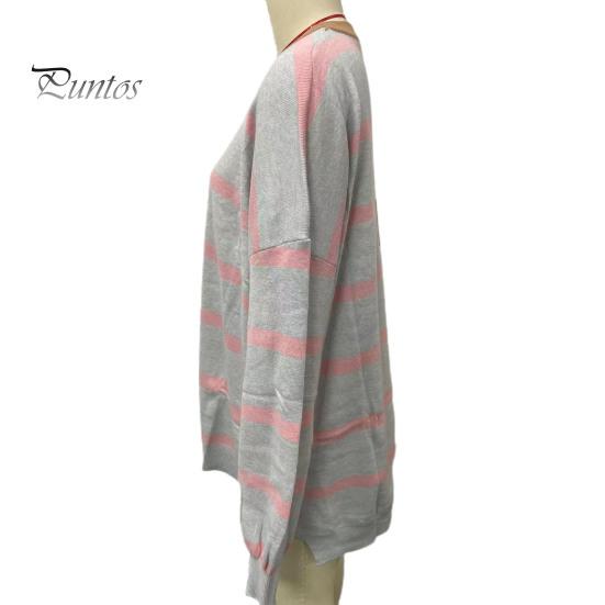 Осенне-весенний женский свитшот с цветным полосатым принтом и круглым вырезом, свободный трикотажный свитер средней длины, повседневная одежда, топ