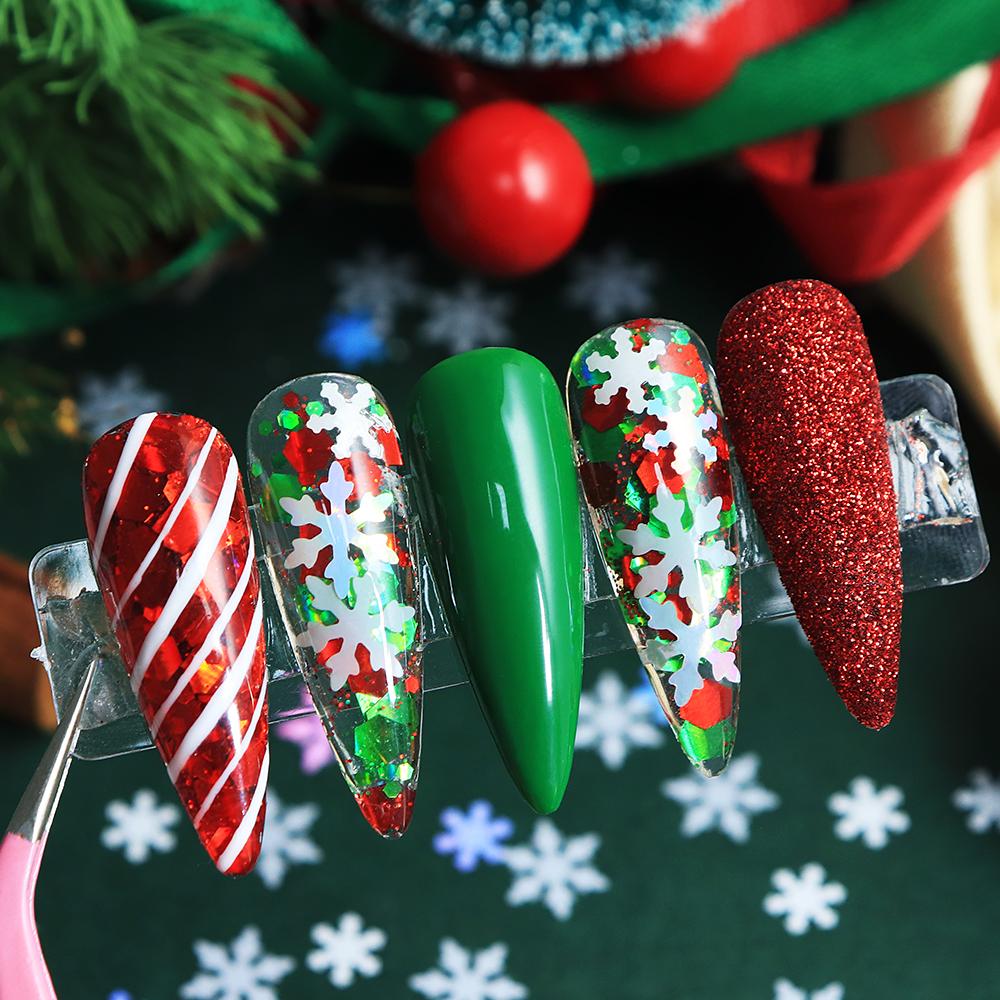 6-Grid Boxed Snowflake Nail Glitter Mixed Color Christmas Nail Art Glitter For DIY Accessories For Winter and Christmas