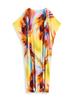 EDOLYNSA Yellow Fashion Kaftan Women's Loose Robe Fresh Dress Breathable Vacation Party Long Dress Swimsuit Cover-up Outfit Q1594