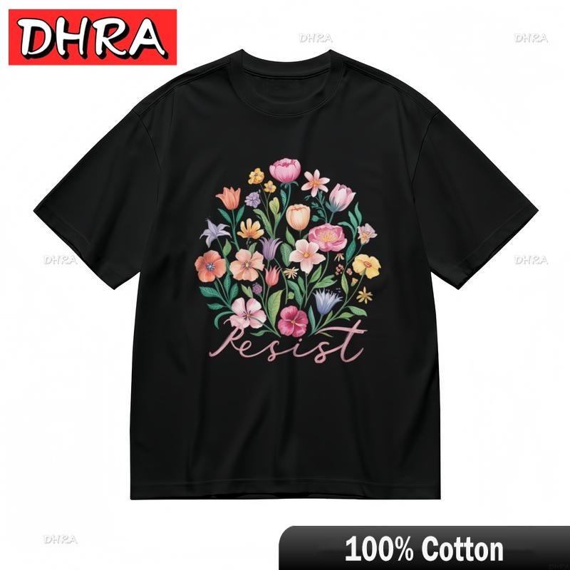 Womens Breathable Comfortable Classic TShirt Vibrant Flower Accent Art Tee Tees Shirts for Weekend Style TShirt Unisex