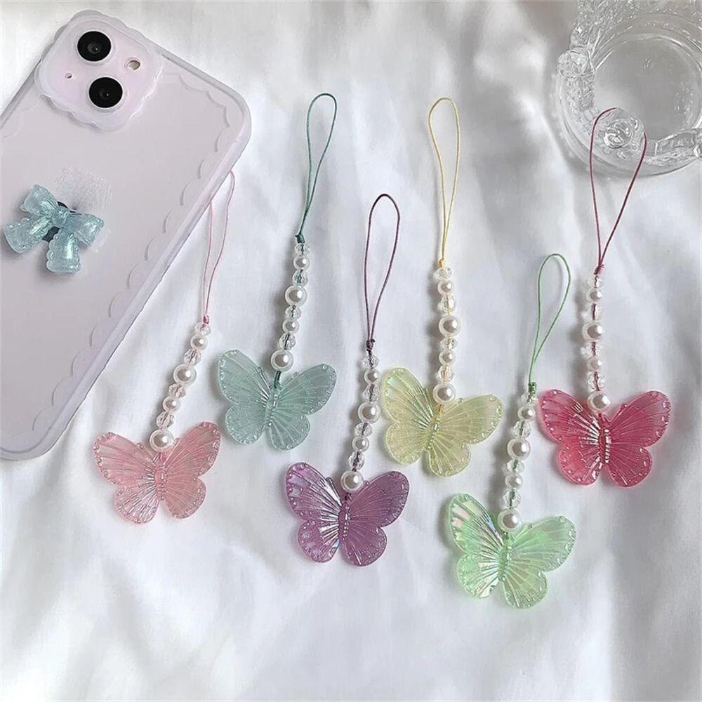 Rope Phone Lanyard Luminous Butterfly Pendant Mobile Phone Straps Wrist Hand Lanyard Hand Strap