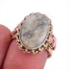 Natural Dendrite Opal Gemstone Two Tone 925 Sterling Silver Ring Size 6.5 R2t37