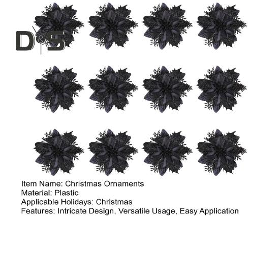 12 шт. блестящих рождественских украшений в виде пуансеттии с зажимами, искусственные цветы для украшения рождественской елки, свадебного венка