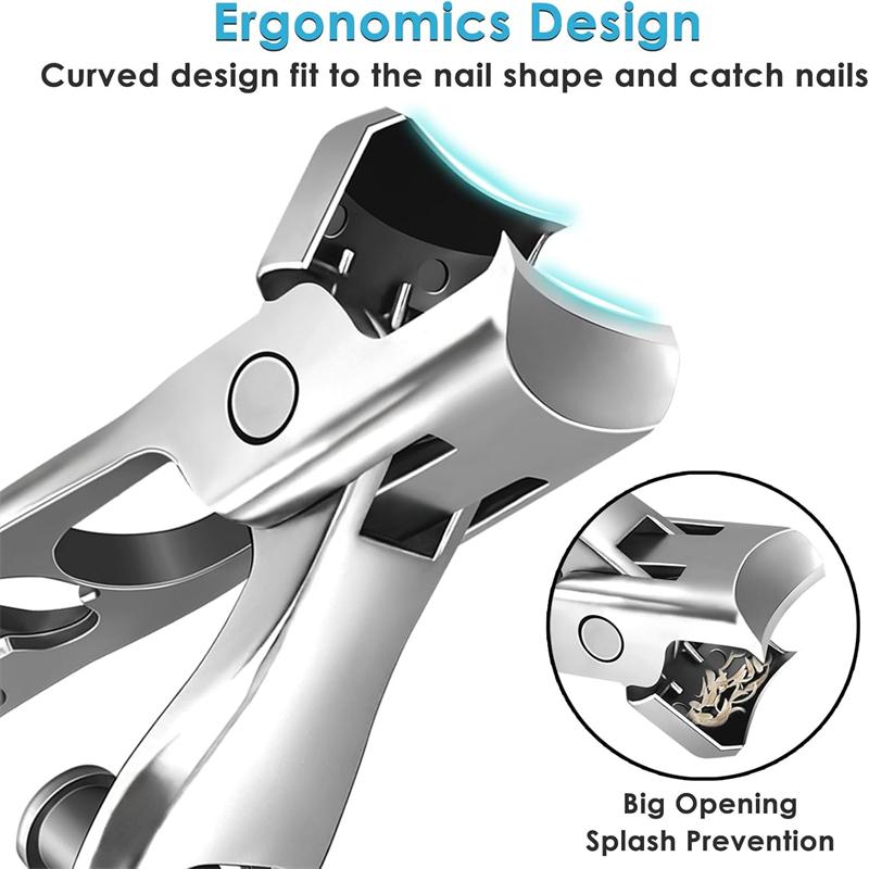 Stainless Steel Nail Clippers Wide Jaw Opening Sharp Blade with Nail File