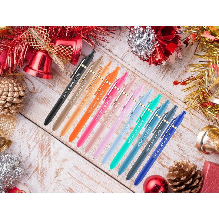 Aozora Funny Pens Ballpoint Super Smooth Writing Pens Gag Gifts for Coworkers 12 Pcs Medium Point 1.0mm Friend Gifts for Women