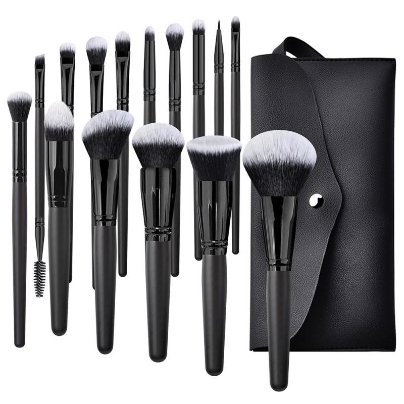 15pcs Black Makeup Brush Set Foundation Powder Blush Eyeshadow Concealer Brushes Daily