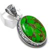 Медно-зеленый бирюзовый драгоценный камень 925 стерлинговое серебро ювелирный кулон 2,01" Q0k70