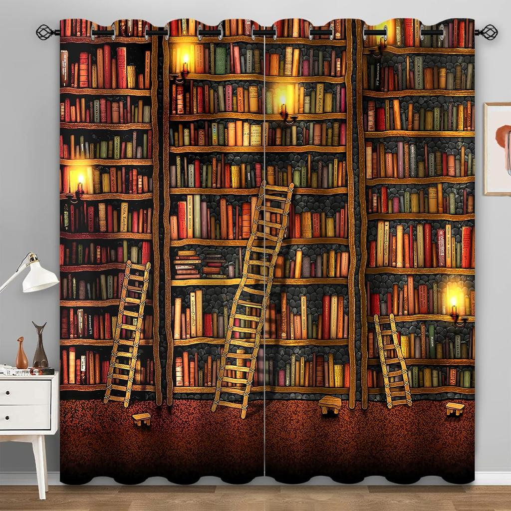 Винтажная книжная полка, библиотека, книжные шторы для спальни, гостиной, кухни, детской комнаты, оконные шторы, современный домашний декор