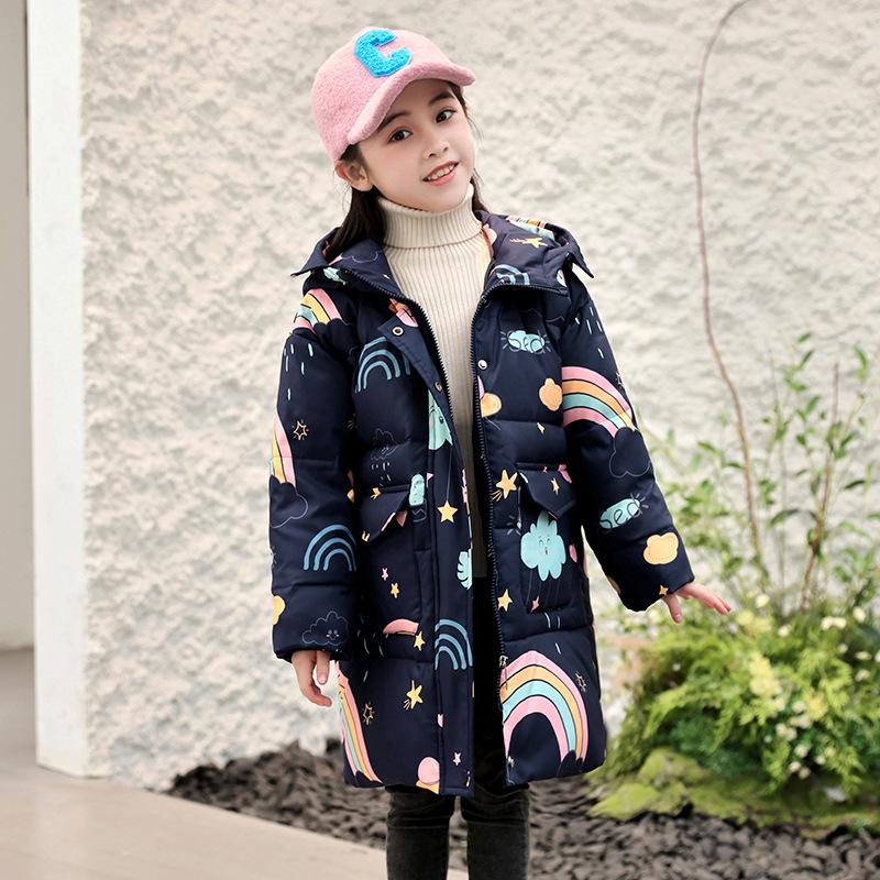 Зимнее длинное пуховое пальто для девочек, теплое и ветрозащитное, очень плотная детская верхняя одежда