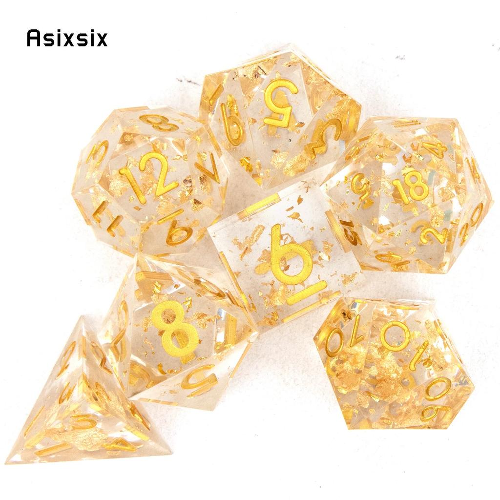 7 шт. желто-золотые кубики с острыми краями из смолы, многогранные кубики, подходящие для ролевых ролевых игр, настольная игра