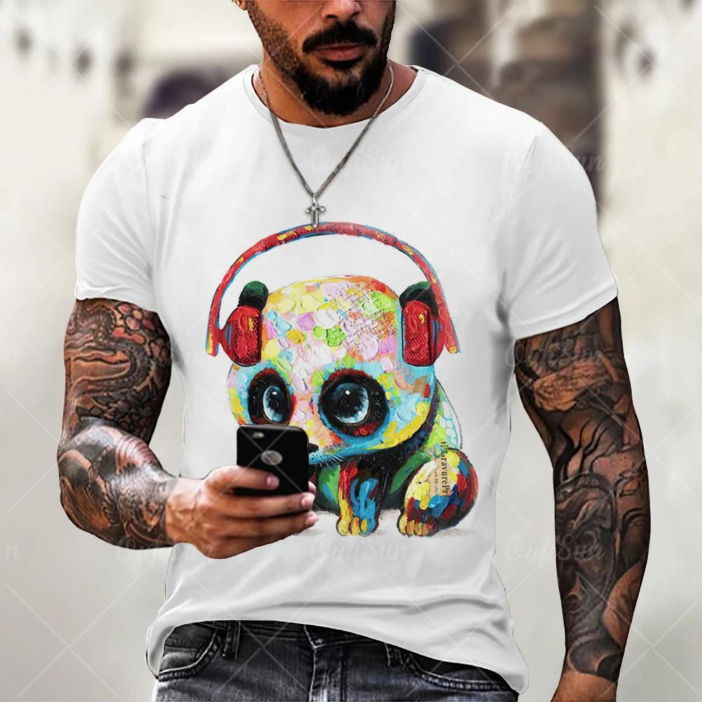 New Fun Animal Panda Pattern Men's T-Shirt Printed T-Shirt Fashion Round Neck Plus Size Short Sleeve Personalized Men's T-Shirts