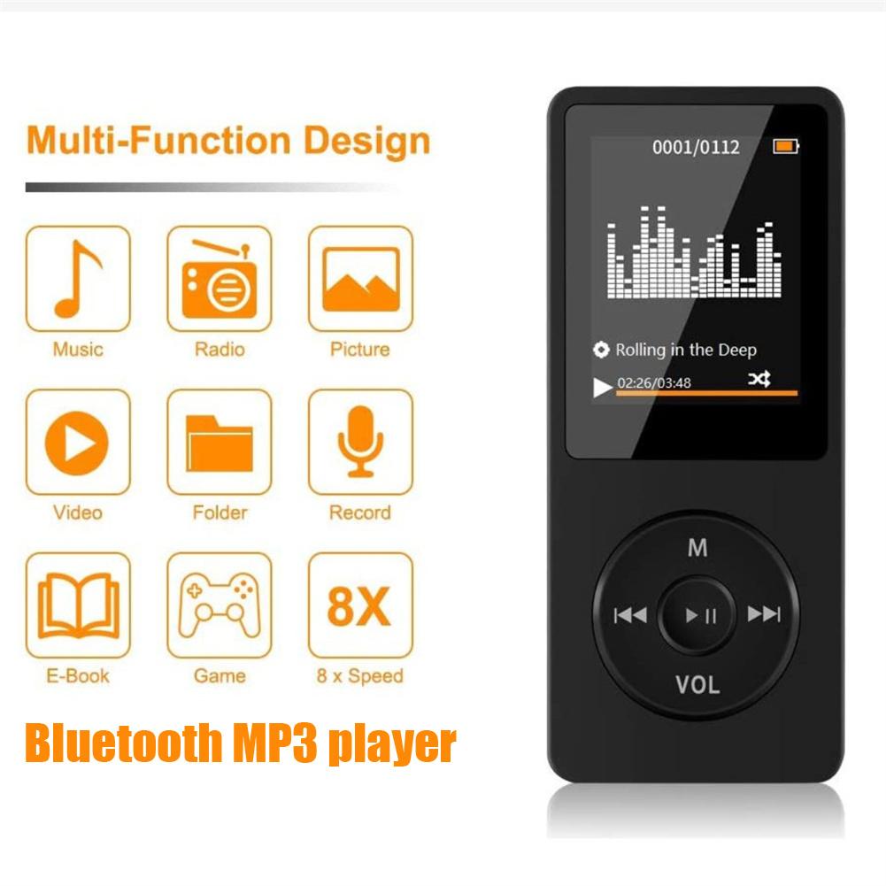 Мини-MP3-MP4-плееры FM-радио Bluetooth-совместимый 5.4-стерео музыкальный плеер Портативный динамик Поддержка FM TF-карты Электронная книга Диктофон Встроенный микрофон