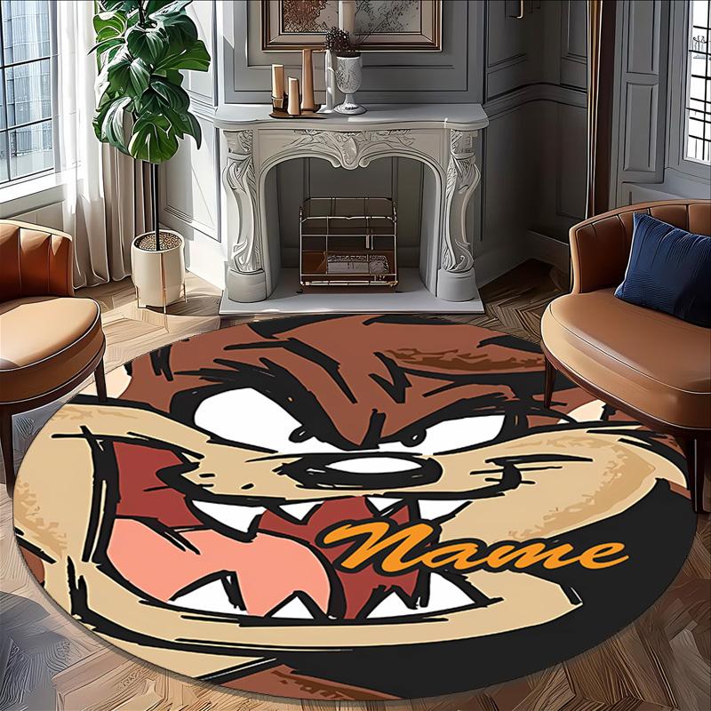 Customizable T-Taz3 Round Non-Slip Carpet - Ideal for Garden, Picnic, Office, Perfect for Decoration, Suitable For All Seasons