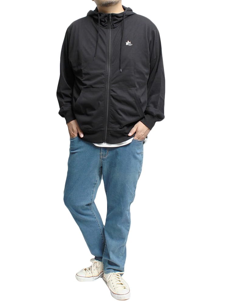 Худи мужское большого размера One Colors LOGOS PARK, легкое, с вышивкой логотипа, с молнией, крой «свитшот», размер 3XL, черный (49)