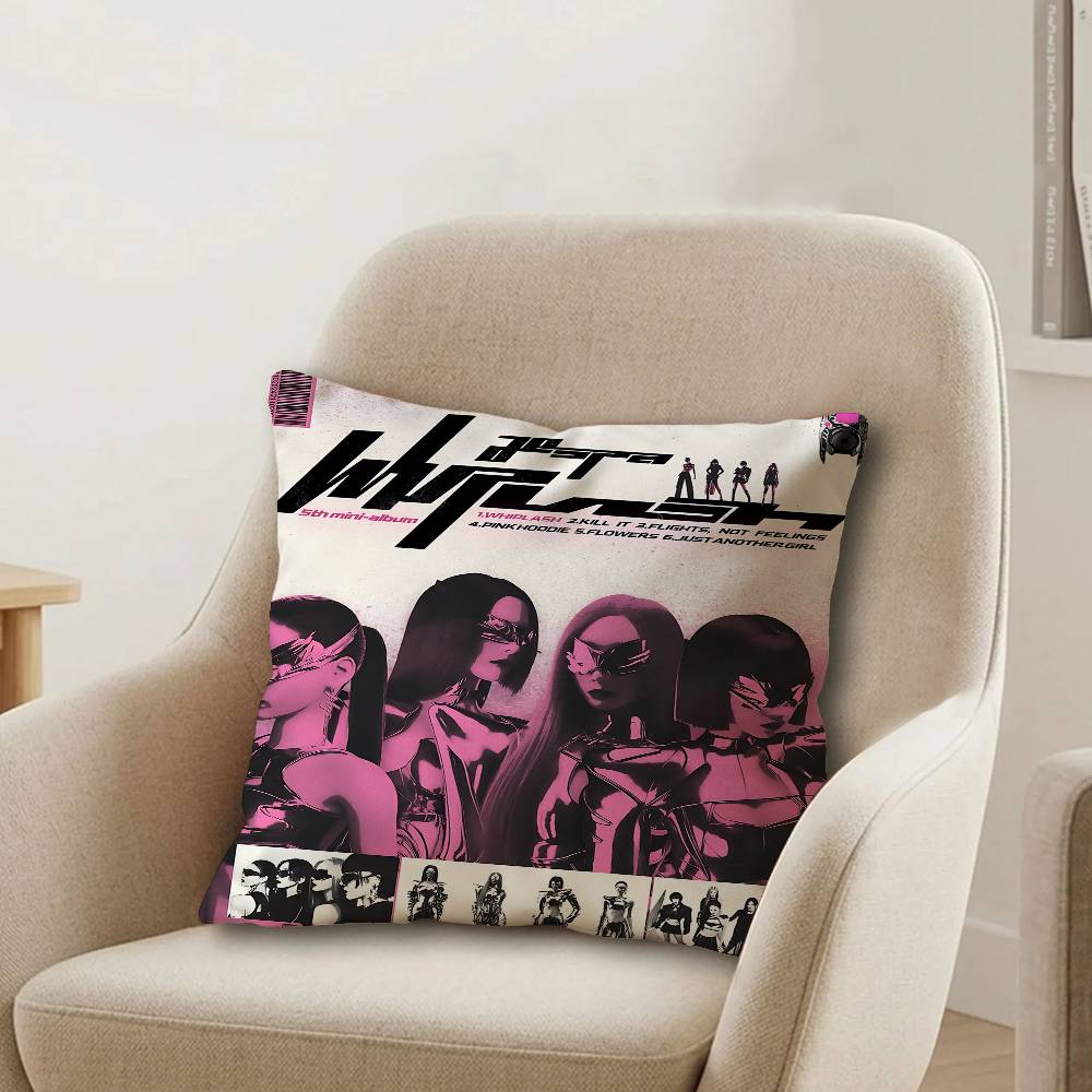 Kpop AAespa Office Cushion Pillowcase Car Cushion CoverXCM Lumbar Pillowcase Sofa Pillowcover