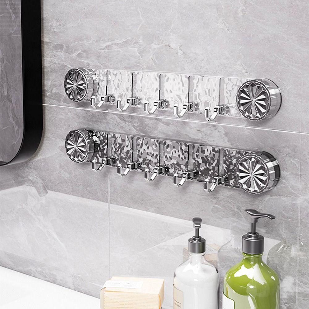 Transparent Wall Mounted Corrugated Row Hook 5 Hooks Sundries Storage Hook  Bathroom Accessories