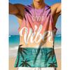 Summer Round Neck 3D Palm Leaf Printed Top Fashionable Casual Hawaiian Beach Sleeveless Vest Men's T-shirts