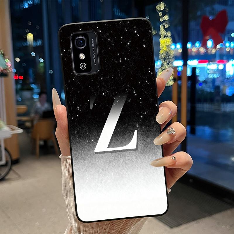 Anti-scratch Case For ZTE Blade L9 Silicone Black Soft Initial Letter With Flower Shiny Starry Sky Pattern Protective Back Case