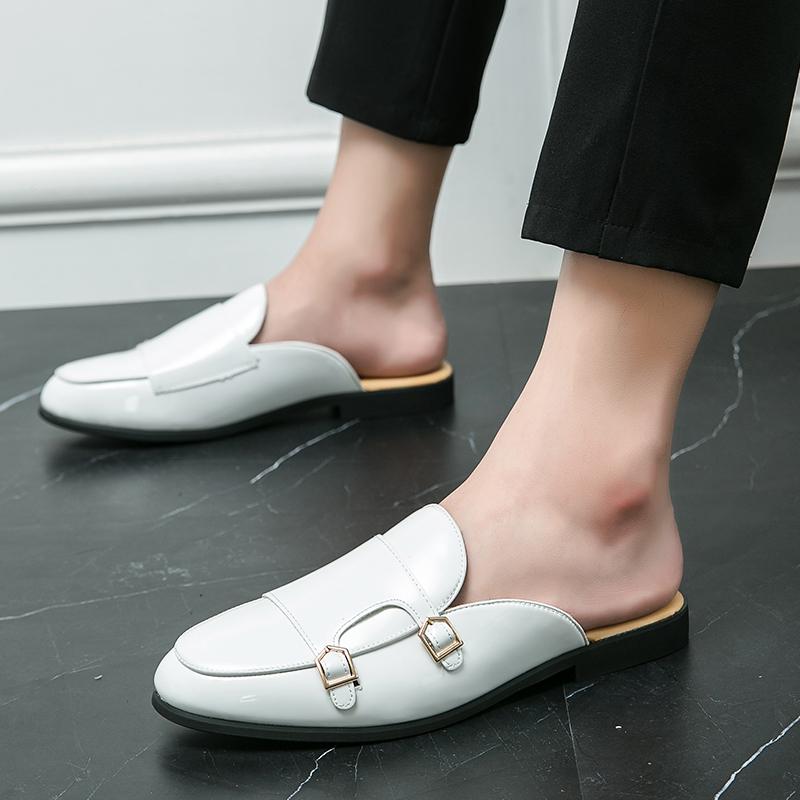 Casual Leather Shoes For Men White Leather Loafers Summer British Style Formal Leather Business Shoes Male