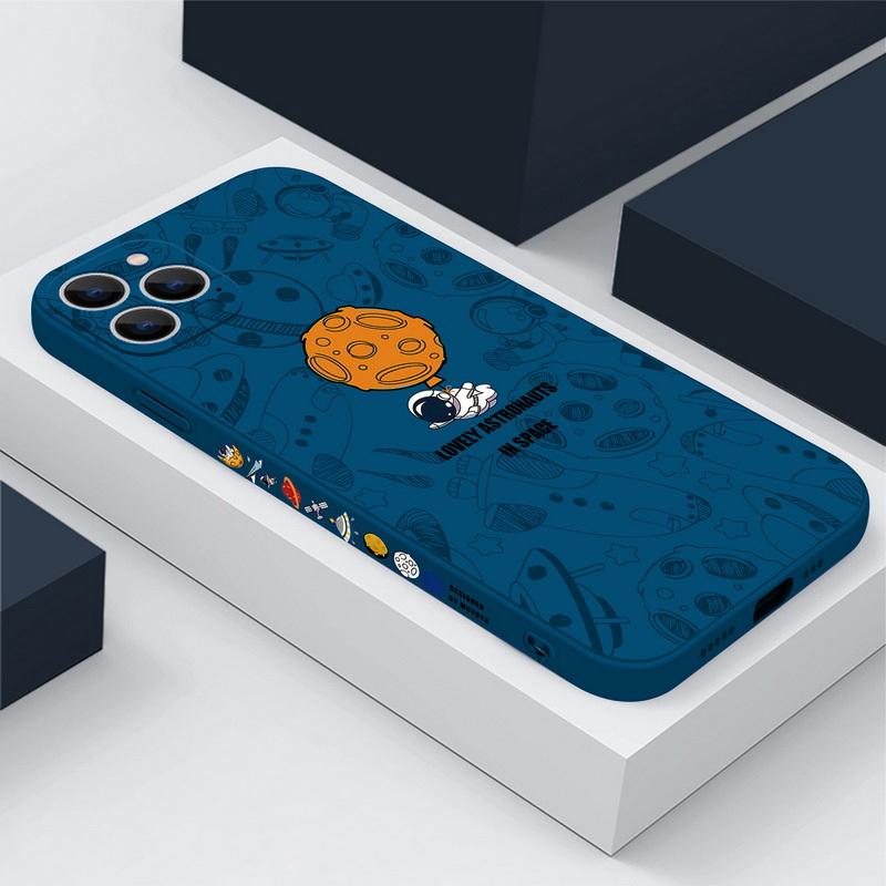 Креативный дизайн астронавт силиконовый мягкий чехол для iPhone 16 Pro 15 Pro Max 14 Pro 13 12 11 X XR XS 8 7 Plus SE 2020