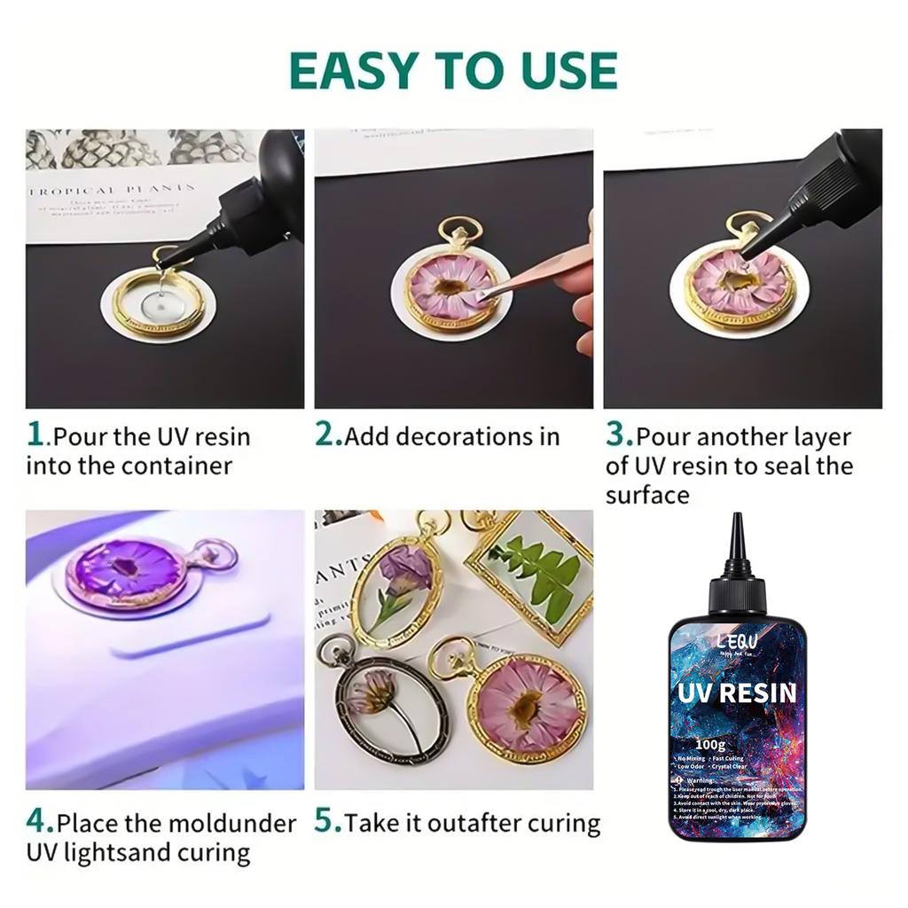 100 g UV Resin Glue Bonding and Soldering UV Glue Set Fast Drying Resin Glue For Bonding Glass Metal Wood DIY Crafts Decoration