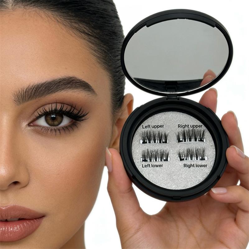 Sunland New Design Quantum Magnetic Cat Eye Lashes Half Fake Lashes Curler Set Double Magnet Plant Fiber Reusable Cruelty-Free