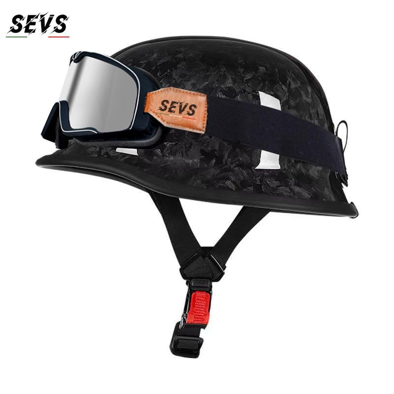 Carbon Fiber Motorcycle Helmet Retro Cruiser Vintage German Style Men Women