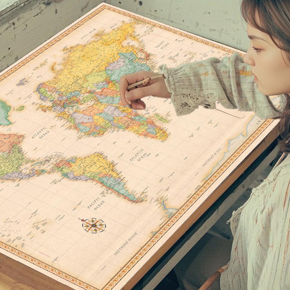 Карта мира, настенное украшение, винтажный образовательный декор, горизонтальный дизайн для классной комнаты, декор для студенческой комнаты и дома, настенный декор с картой мира, украшение для классной комнаты