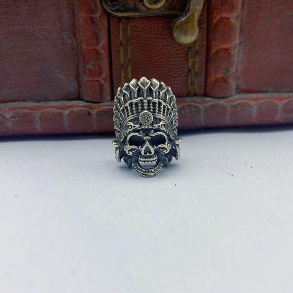 Copper Brass Crown Skull Beads Crown Outdoor Tools Brass EDC Skeleton Pendant EDC Outdoor Tools