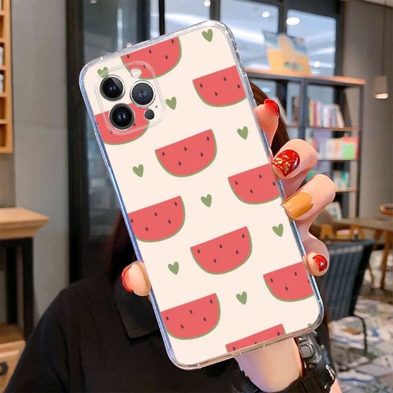 Летний чехол для телефона с рисунком арбуза для iPhone 14 13 12 11 Pro Max XS X XR SE 2020 6 7 8 Plus Mini Transparent Shell