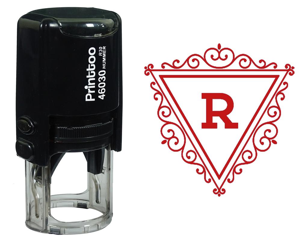 Printtoo R Alphabet Swirl Border Triangle Monogram Initial Self Inking Rubber Stamp Office