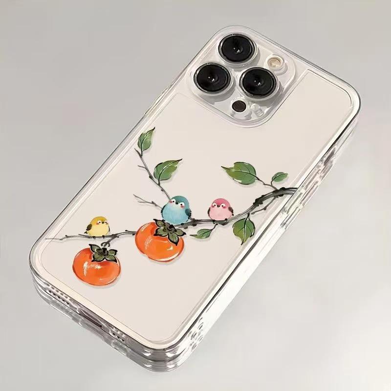 Чехол для iPhone «Ветка и Птичка»: Совместим с iPhone 14, 15 Pro, 16 Pro Max, Ударопрочный, Полное покрытие, Простой дизайн