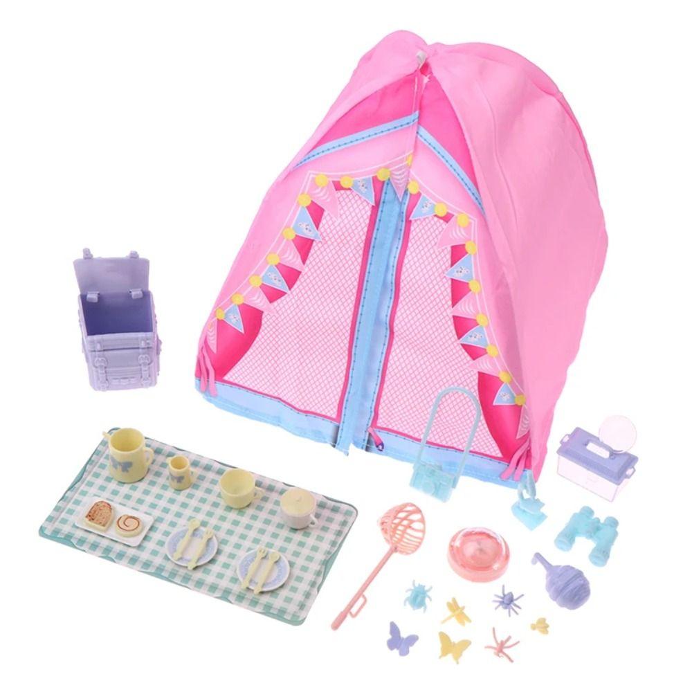 Simulated Doll Camping Kit Micro Scene Doll Mini Tent Doll Accessories Dollhouse Tent 1/12 Scale