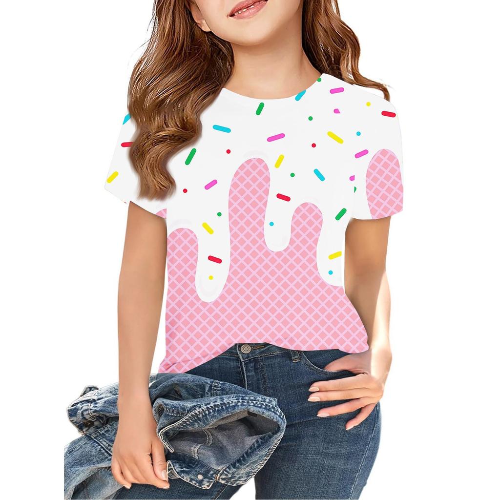 Toddler Girl Boy T-Shirts Kids Top Boys And Girls Printed Short Sleeved T-shirt 2-12Y